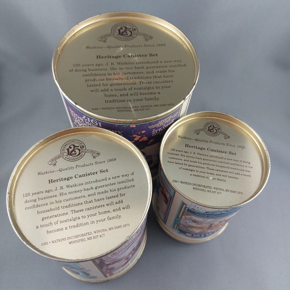 Vintage 1993 Watkins Heritage Tin Canister Set of 3 - Picture 4 of 16